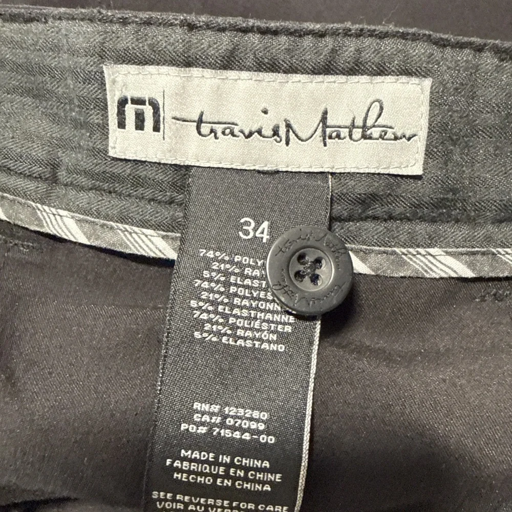 Travis Matthew Mens Black Stretch Golf Pants Size 34x33 Preppy Everyday Wear